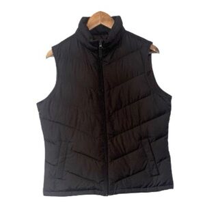 Lands’ End Chocolate Brown Puffer Down Feather Filled Zipper Vest Size Medium
